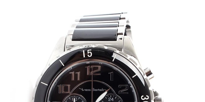 Pánske čierno-strieborné hodinky Yves Bertelin