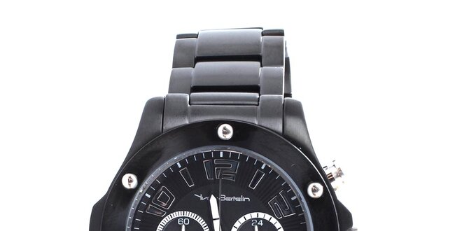 Pánske čierne hodinky s chronografom Yves Bertelin