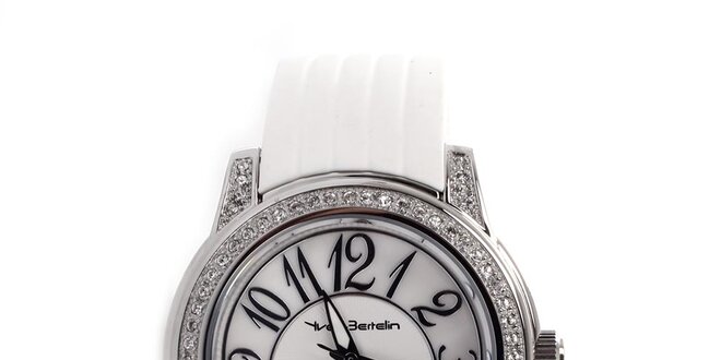 Dámske analógové hodinky s bielym remienkom Yves Bertelin