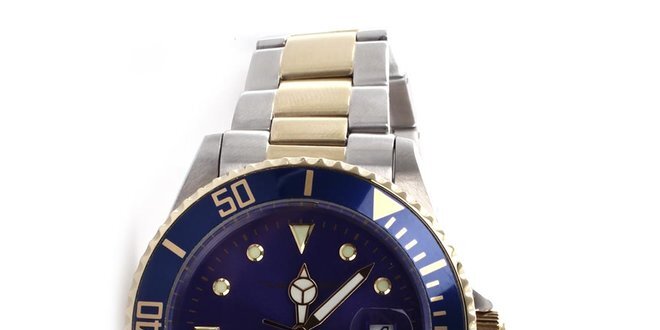 Pánske oceľové hodinky s modrým ciferníkom Yves Bertelin