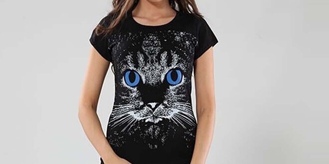 Dámske pyžamo Fagon - tričko s mačičkou a vzorované nohavice