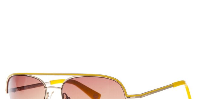 Dámske zlaté slnečné okuliare so žltými prvkami Michael Kors