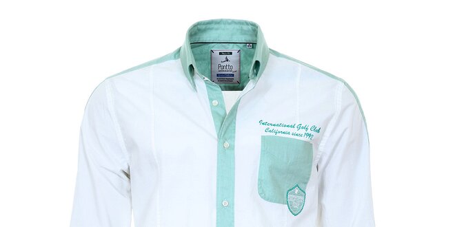 Pánska košeľa s tyrkysovými detailmi Pontto