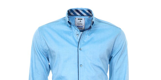 Pánska modrá košeľa s farebnými manžetami Pontto