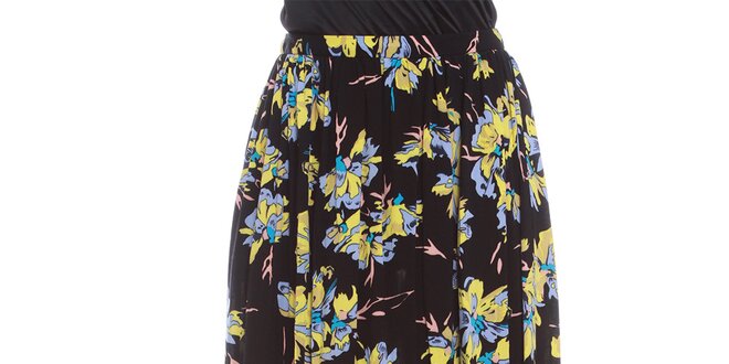 Dámska čierna sukňa s kvetinovým vzorom Oriana