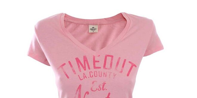 Dámske ružové tričko s potlačou Timeout