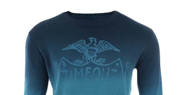 Pánsky modrý sveter s potlačou Timeout