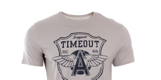 Pánske svetlo béžové tričko s potlačou Timeout