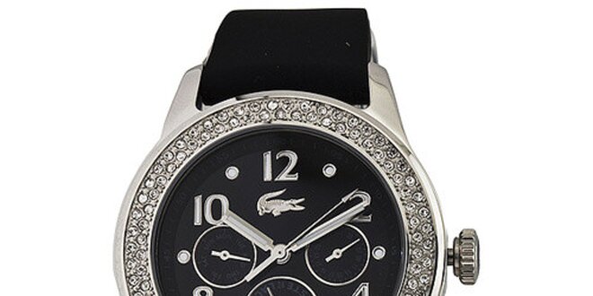 Dámske čierne oceľové hodinky Lacoste