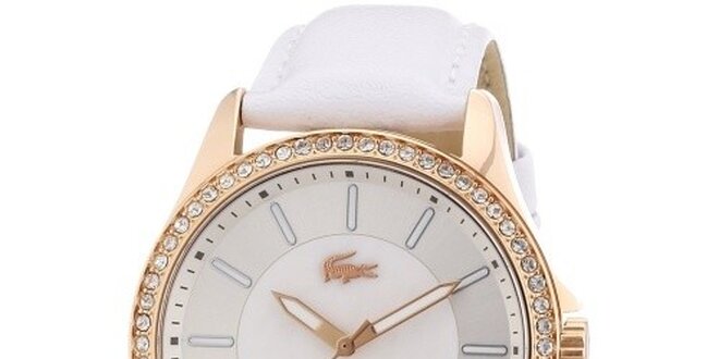 Dámske biele hodinky s kamienkami Lacoste
