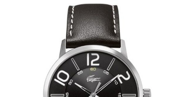 Pánske čierne hodinky s bielymi detailmi Lacoste