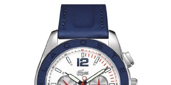 Pánske oceľové hodinky s modrým remienkom Lacoste