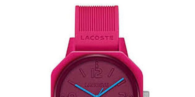 Dámske ružové hodinky s modrými ručičkami Lacoste
