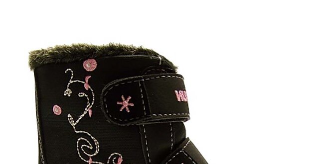 Detské čierne zimné topánky s prešívaním Numero Uno