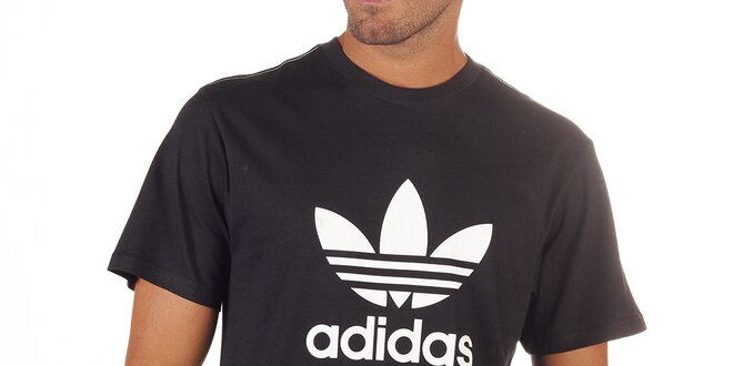 Pánske čierne tričko s potlačou Adidas