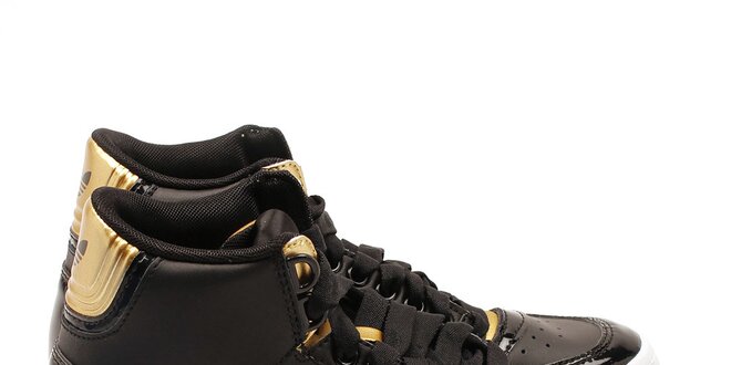 Dámske čierne členkové tenisky so zlatými detailmi Adidas