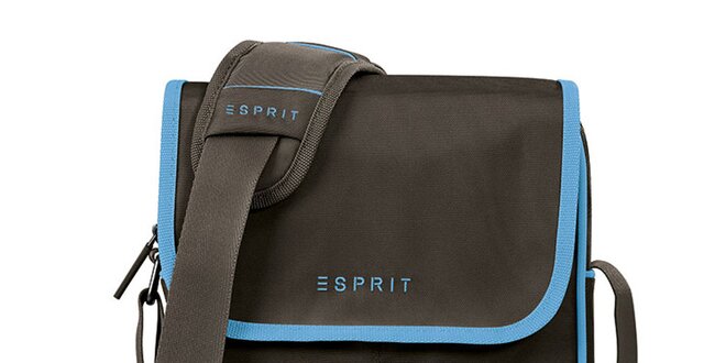 Hnedá taška na tablet s modrými prvkami Esprit