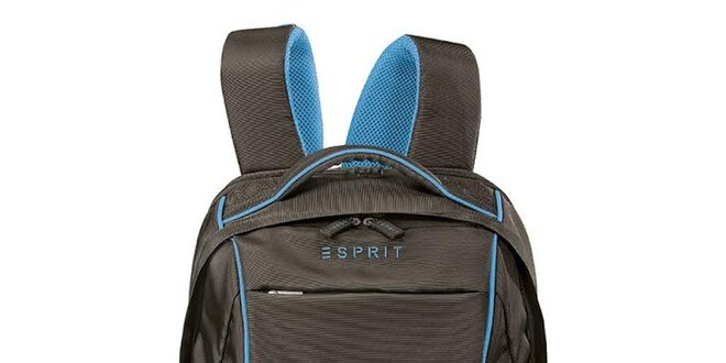 Hnedý ľahký ruksak s modrými prvkami Esprit