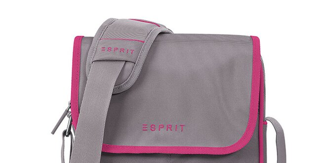 Šedá taška na tablet s ružovými prvkami Esprit