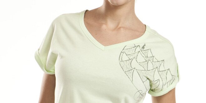 Dámske zelené tričko s véčkovým výstrihom Alpine Pro