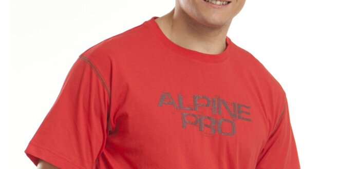Pánske červené tričko s nápisom Alpine Pro