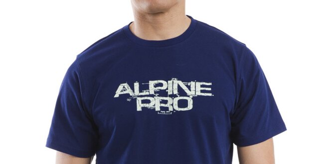 Pánske modré tričko s bielym nápisom Alpine Pro