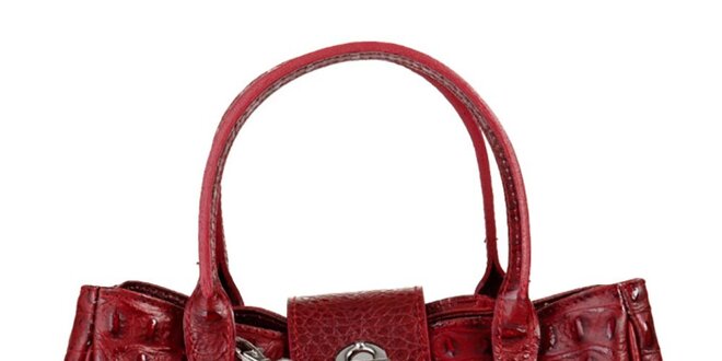 Dámska červená kožená podlhovastá kabelka s vreckami Giulia