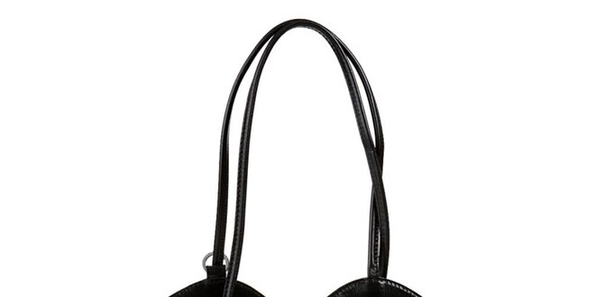 Dámska čierna kožená kabelka asymetrického strihu Giulia