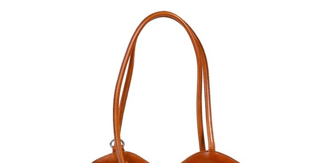 Dámska koňaková kožená kabelka asymetrického strihu Giulia