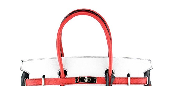 Dámska bielo-čierno-červená kožená taška Giulia