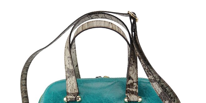 Dámska tyrkysová kožená kabelka s hadím vzorom Giulia