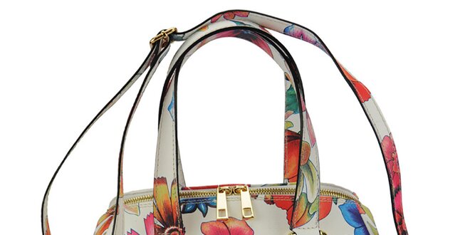 Dámska kožená kabelka s farebnými kvetinami Giulia