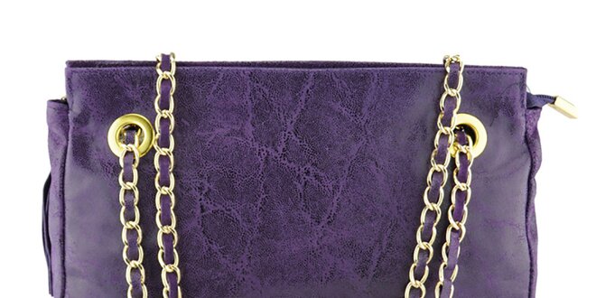 Dámska fialová kožená kabelka so strapcom Giulia