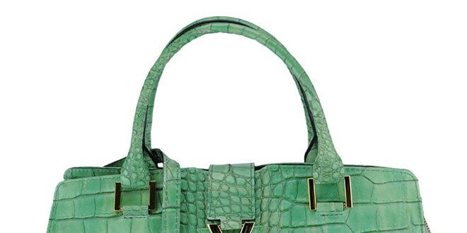 Dámska zelená kožená kabelka s krokodílím vzorom Giulia