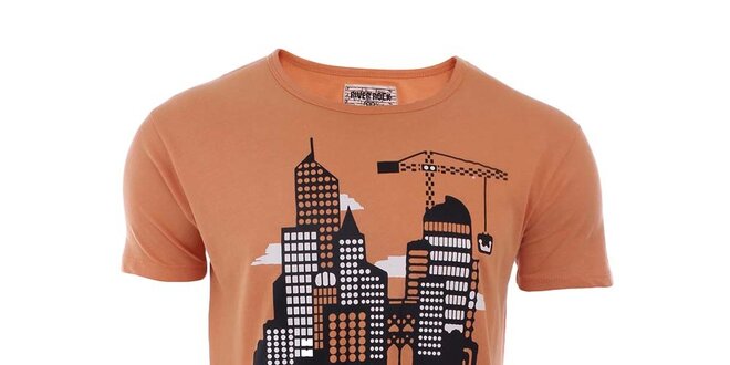 Pánske oranžové tričko s mestom River Rock