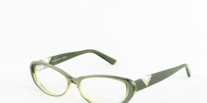 Dámske olivové oválne retro okuliare Valentino