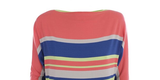 Dámske korálové tričko s farebnými pruhmi Pietro Filipi