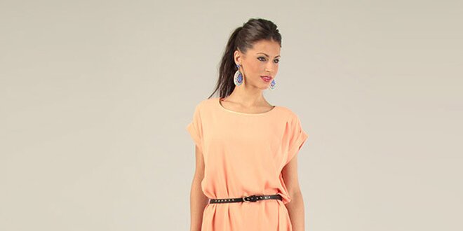 Dámske oranžové krátke šaty s opaskom Lili Lovely