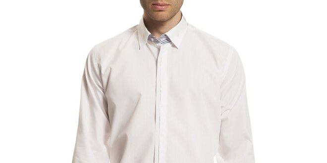 Pánska biela košeľa so vzorovanými manžetami Dewberry