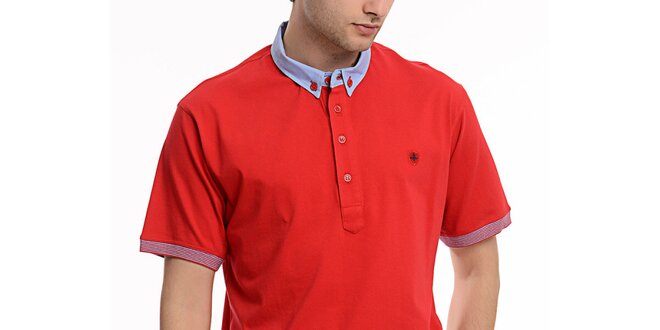 Pánske červené polo tričko s kontrastným límčekom Dewberry