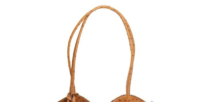 Dámska hnedá kožená kabelka s reliéfnym vzorom Florence Bags