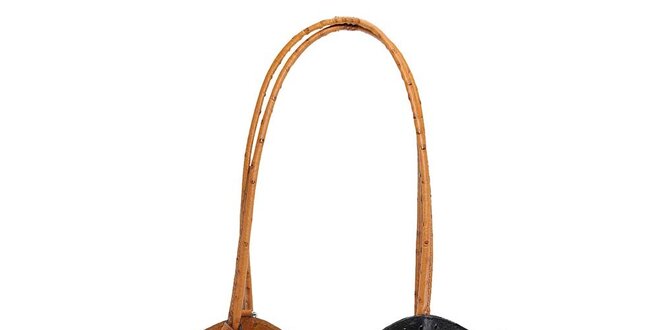 Dámska čierno-hnedá kožená kabelka s reliéfnym vzorom Florence Bags