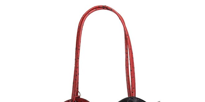 Dámska čierno-červená kožená kabelka s reliéfnym vzorom Florence Bags