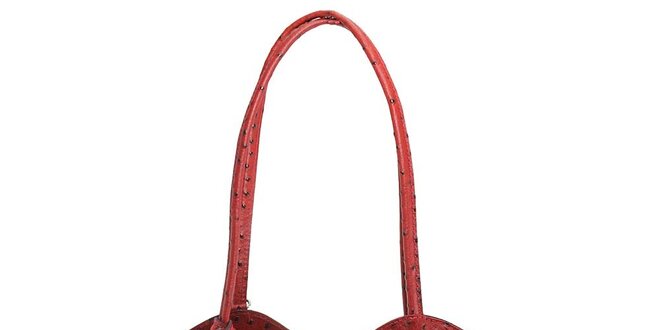 Dámska červená kožená kabelka s reliéfnym vzorom Florence Bags