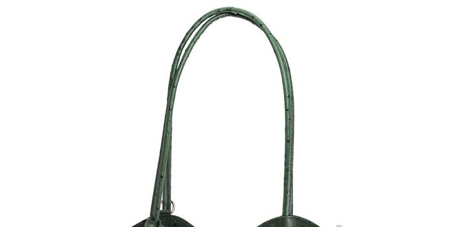 Dámska tmavo zelená kožená kabelka s reliéfnym vzorom Florence Bags