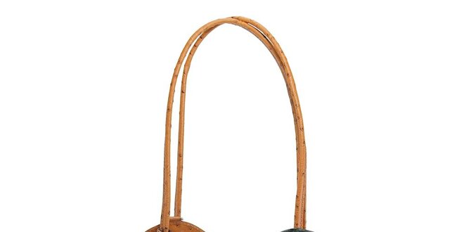 Dámska zeleno-béžová kožená kabelka s reliéfnym vzorom Florence Bags