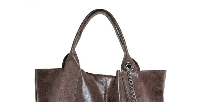Dámska gaštanová kožená kabelka so strapcom Florence Bags