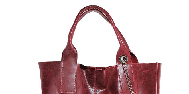Dámska červená kožená kabelka so strapcom Florence Bags