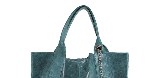 Dámska zelená kožená kabelka so strapcom Florence Bags