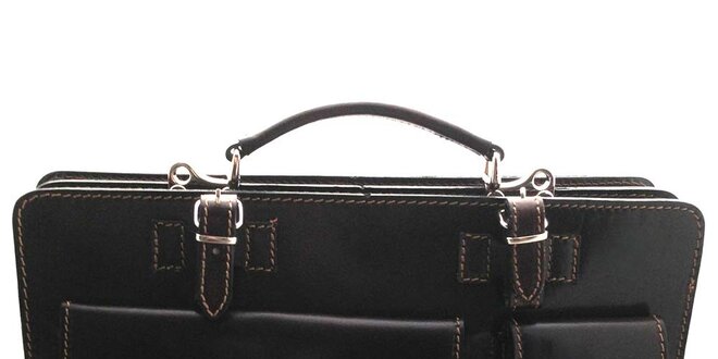 Čierna kožená aktovka Florence Bags